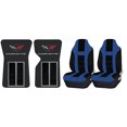 thumbnail image 1 of Official Licensed Corvette C3 68-82 Black Floor Mats & UAA Blue/Black Universal High Back Front Seat Covers, 1 of 11