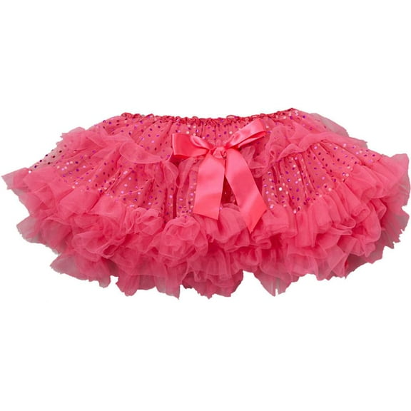 Wenchoice Girl's Hot Pink Sparkle Fluffy Pettiskirt - X S(1T-2T)