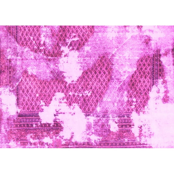 Ahgly Company Indoor Rectangle Abstract Pink Modern Area Rugs, 7' x 9'