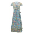 thumbnail image 4 of Vintage Clothing Women's Floral Maxi Dresses Boho Button Up Split Summer Casual Long Dress Beach Party Dress, Sizes S-2XL, 4 of 5