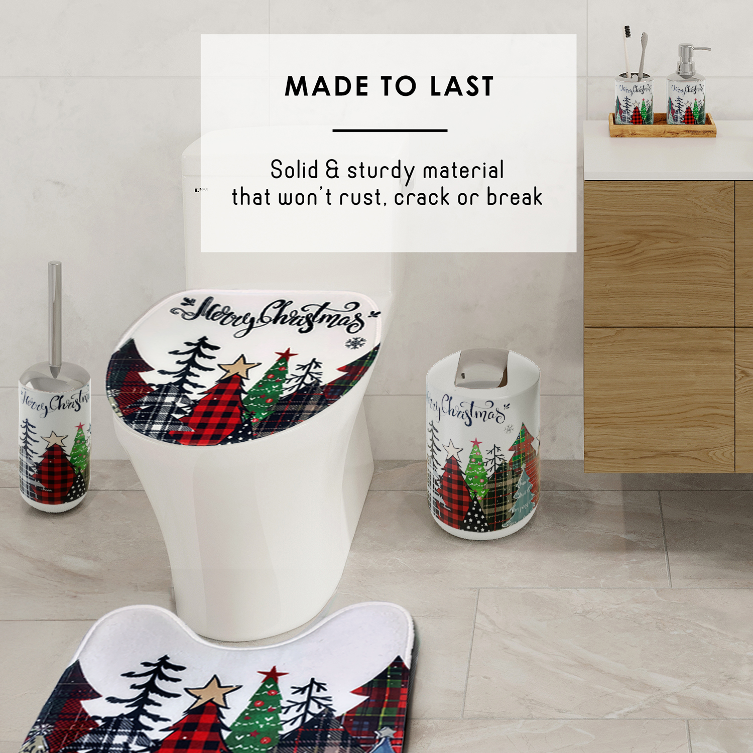 Hearth & Harbor 23 Piece Bathroom Accessories Set, Christmas Bathroom Decor Set with Bathroom Rugs