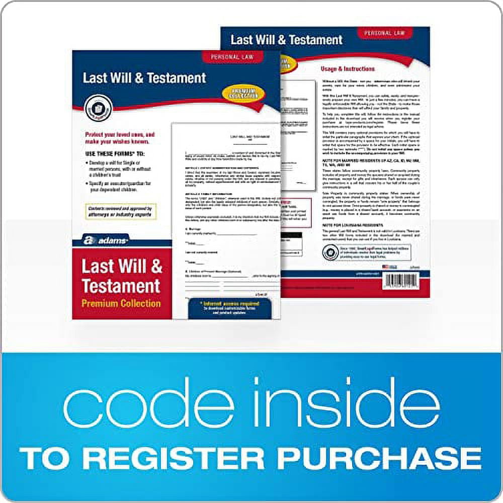 adams last will & testament with forms and instructions