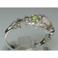 thumbnail image 3 of LBG British Made 925 Sterling Silver Natural Opal & Peridot Womens Trilogy Ring - 33 size options - Sizes 4 to 12 Available, 3 of 6