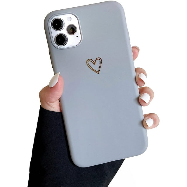 Case Compatible with iPhone Case, Fashion Cute Love-Heart Shape Case, Liquid Silicone Gel Rubber Phone Case, Shockproof Soft TPU Back Cover Protective Case with Heart Pattern