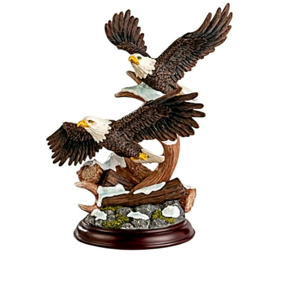 The Bradford Exchange Taking Flight Freedoms Majesty Sculpture Collection Handcrafted Bald Eagle Figurines with Shed Antlers Realistic Nature Details and Mahogany-Finished Base 6.75" W x 9.25" H