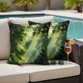 thumbnail image 5 of Spring Forest Pillow Covers 2 Pack Oil Painting Spring Sunlight Green Trees Plant Forest Pillowcase Waterproof Outdoor Throw Pillow Cover for Patio Garden Square Cushion 20”x20”, 5 of 9