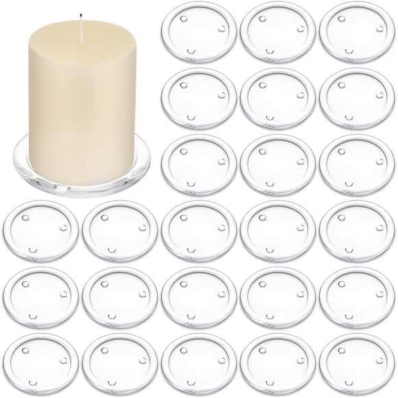 Patelai 36 Pcs Assiettes Porte-Bougies Piliers en Verre Transparent 4 Pouces Rond Assiette à Bougie en Verre Petit Plateau Plat pour Centre de Table à Manger