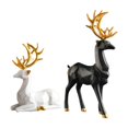 thumbnail image 1 of 1 par de estatuas de renos, estatuillas, estanterías de mesa, esculturas decorativas para amantes de los ciervos Negro + Blanco, 1 of 9