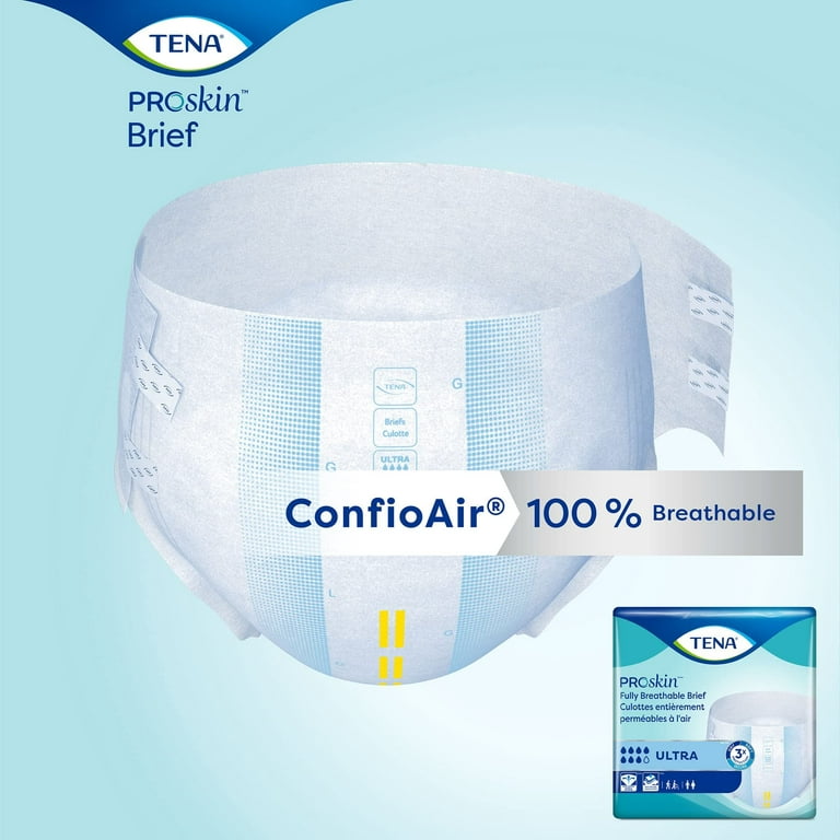 TENA Ultra Breathable Briefs, Incontinence, Disposable, Absorbent, Large,  40 Count, 40 Packs, 40 Total 