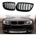 thumbnail image 2 of 1 Pair Kidney Grille Compatible with BMW 3-Series 07-10 E92 Coupe E93 Convertible 2-Door (Double Line, Glossy Black), 2 of 6