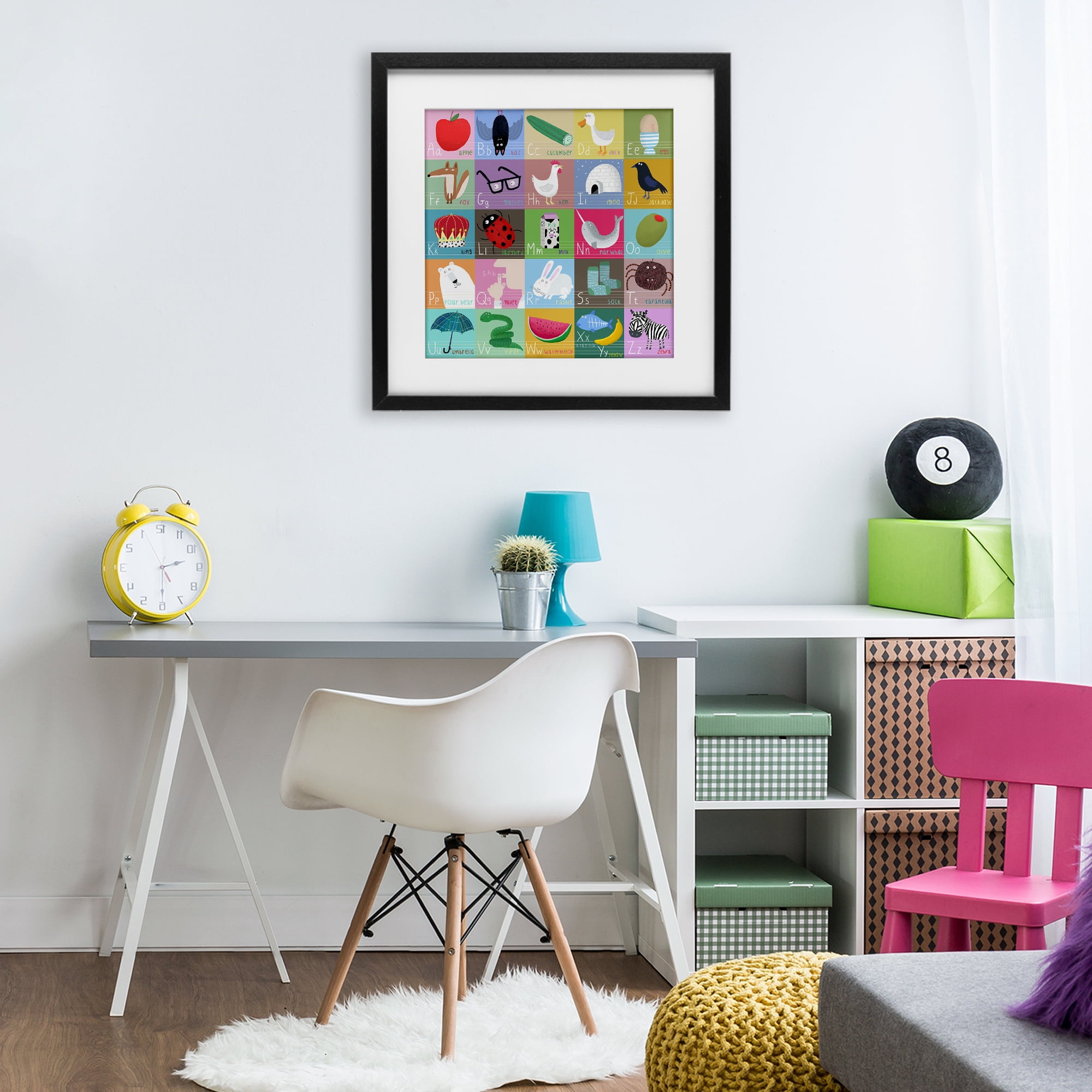 Stupell Industries Alphabet Learning First Words Black Framed Print Under Glass, design by Carla Daly