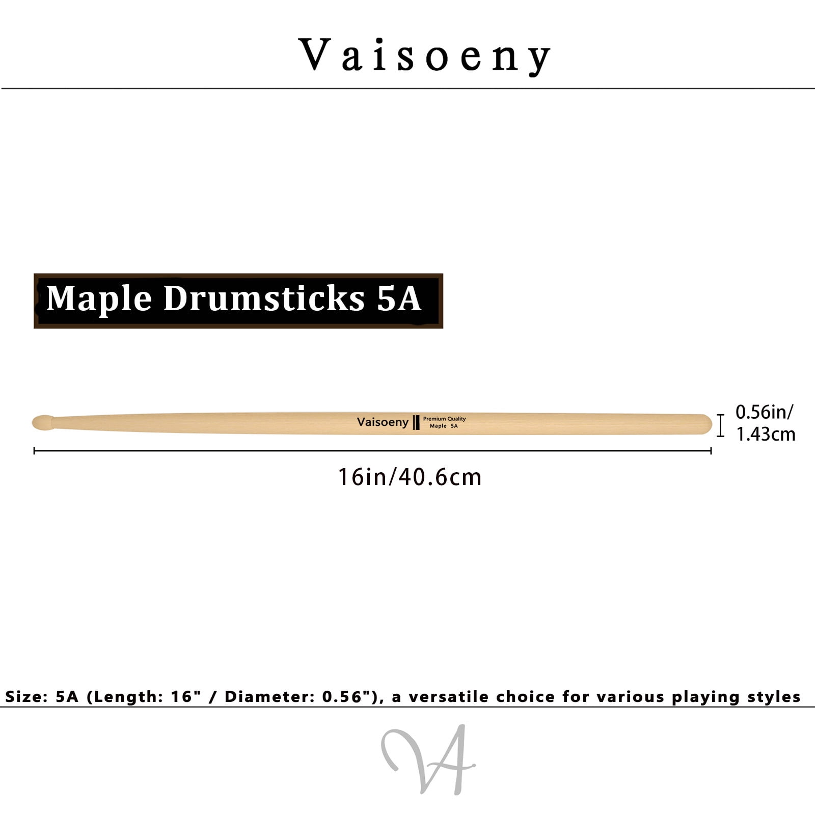 Vaisoeny Drum Sticks,5A Drum Sticks for Adults,12 Pairs Classic Maple Wood Drumsticks for Kids , Professional Musical Instrument Percussion Accessories