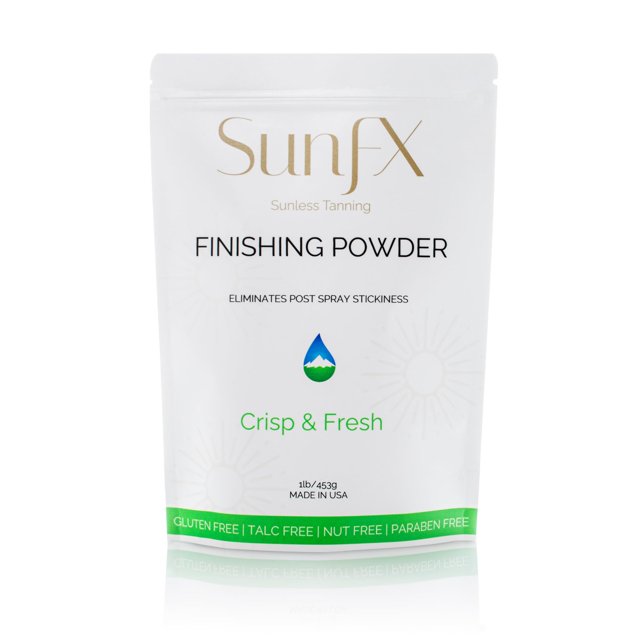 SunFX Post Spray Bronceado en polvo de acabado translúcido | Sin talco | Polvo fijador bronceador sin sol | Brillo | Crujiente y fresco - 1 libra