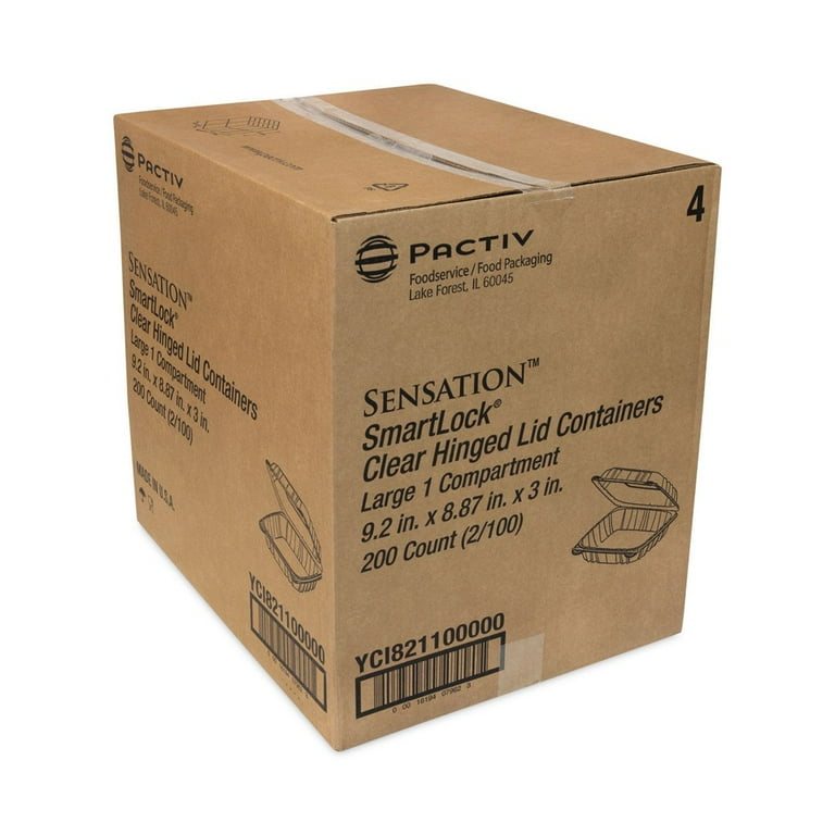 ClearView SmartLock Hinged Lid Container, 9.22 x 8.88 x 2.91, Clear, Plastic, 200/Carton ClearView SmartLock Hinged Lid Container, 9.22 x 8.88 x 2.91, Clear, Plastic, 200/Carton