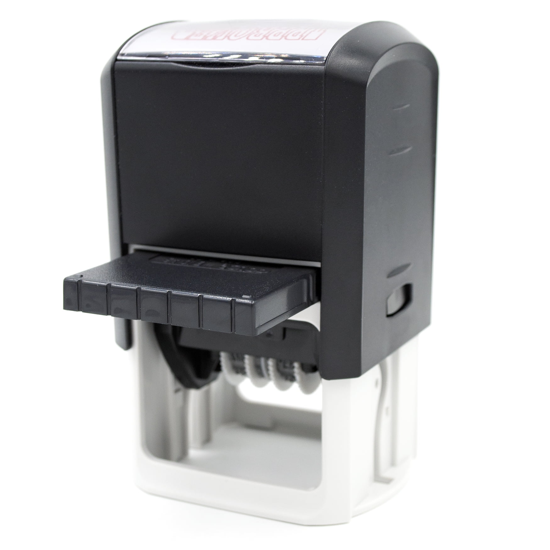 MaxMark Q43 (Large Size) Date Stamp with Phrase Self Inking Stamp - 2 Color Blue/Red Ink, Other