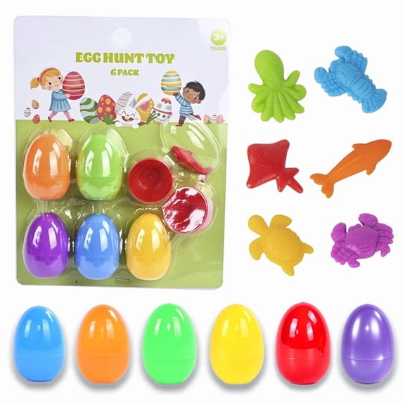 Xecvkr Easter Surprise Plastic Eggs Set 12 Piece Hidden Toy Ornament DIY Animal Figurines Children Party Favor Holiday Unboxing Game Gift 1 Box