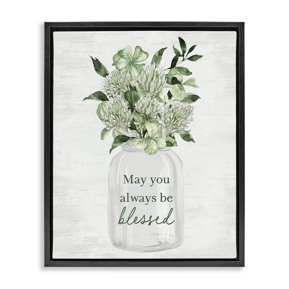 Stupell Industries Be Blessed Bouquet Botanical & Floral Painting Black Floater Framed Canvas Art Print Wall Art, 17 x 21