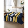 thumbnail image 2 of Nautical Anchor California King Size Flat Sheet, Wrinkleproof & Fadeproof Cooling Flat Bed Sheet Only, Navy Blue Yellow Striped Farmhouse Ombre Breathable Soft Bedding Top Sheets 108 x 98 Inches, 2 of 8