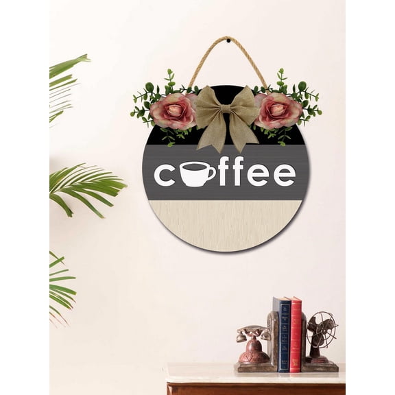Eveokoki Coffee Cup Sign Rustic Wood Coffee Sign Farmhouse Coffee Bar Wall Decor Wood Plaque Hanging Sign for Home Housewarming Coffee Bar Coffee Station, 11x11 Inch