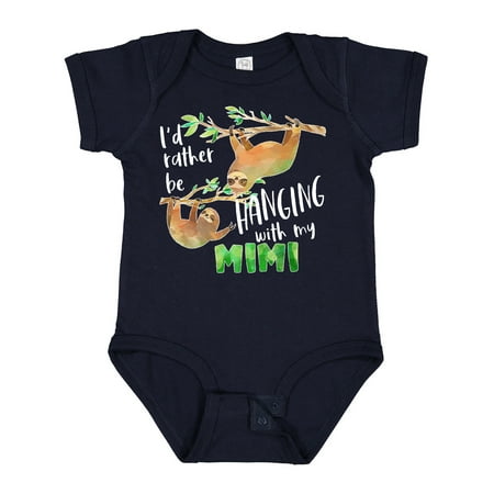 

Inktastic Id Rather Be Hanging with My Mimi- Cute Sloths Gift Baby Boy or Baby Girl Bodysuit