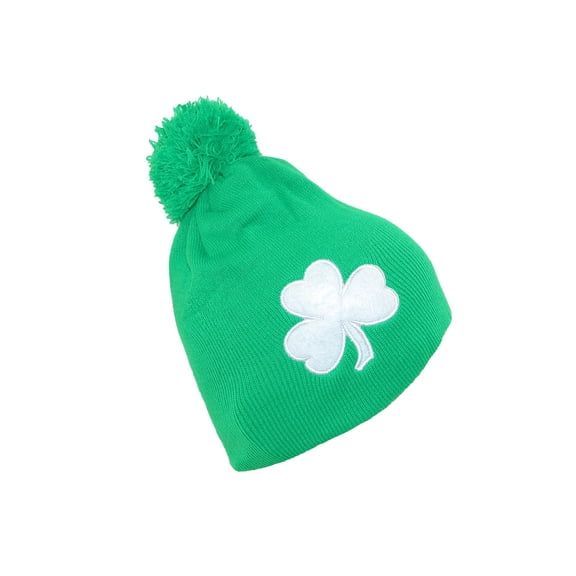 CTM® Lucky Three Leaf Clover Knit Beanie Cap