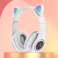 thumbnail image 1 of Lindos auriculares para juegos con oreja de gato, baja latencia, compatibles con Bluetooth para deportes (blanco), 1 of 6