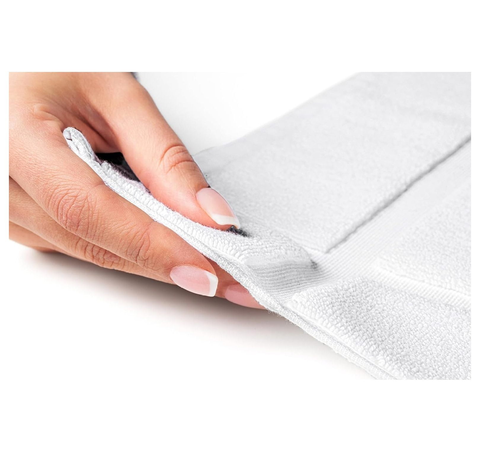 100% Cotton Bath Mats 24 x 17 Inches, Quick Dry, 1350 GSM Banded Border Shower Bathroom Floor Mat, Not Bathroom Rug - White, Pack of 6