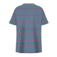 thumbnail image 3 of Lmnyox Plus Size Striped Tops Women's Oversized Cross V Neck Blouse Shirts Casual Short Sleeve Summer Tees, 3 of 6