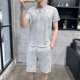 thumbnail image 2 of Conjunto de chándal para hombre, camiseta con el alfabeto moderno, ropa de alta calidad para hombre, trajes deportivos elásticos elegantes, top holgado de corte entallado, conjuntos de pantalones cort, 2 of 4