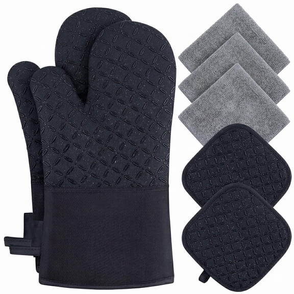 Oven Mitts and Pot Holders Set | Oven Mitt & Hot Pads Set for Kitchen | Cotton Lined Pot Holders for Kitchen