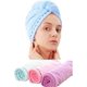 thumbnail image 1 of 3 Pack Microfibre Hair Towel Wrap Super Absorbent Twist Turban Quick Dry Hair Caps with Buttons Bath Loop Attach Salon Dry Hair Hat Pink Blue Purple, 1 of 5