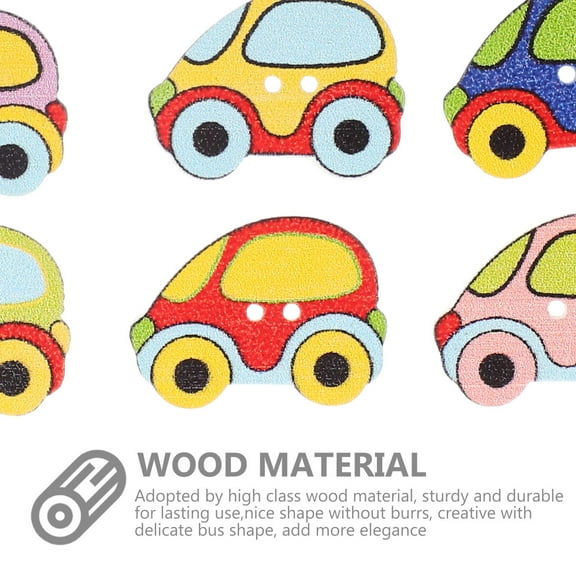 HOMEMAXS 100Pcs Wooden Coat Buttons Creative Cartoon Car Shape Buttons DIY Craft Tools