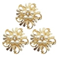 thumbnail image 1 of 3pcs Napkin Rings Napkin Buckles European Pearl Flower Shape Design Alloy for Dining Table (Golden), 1 of 8