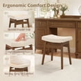thumbnail image 5 of Carolayne Vintage Vanity Stool, Upholstered Non-Slip, Linen with Brown Legs, 5 of 7