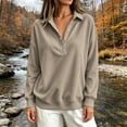 thumbnail image 3 of Trikvn Women's Waffle Knit Henley Shirt Long Sleeve V Neck Button Down Collared Pullover Tops Casual Loose Fit Ribbed Blouse for Work Office Everyday Wear Fall Fashion, 3 of 5