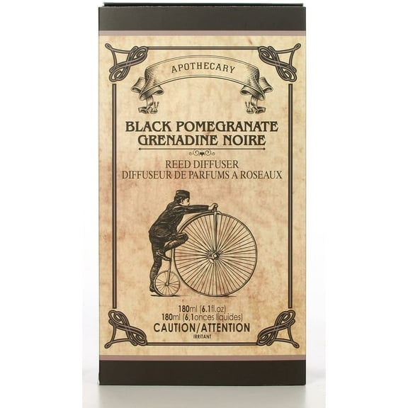 Hosley 180 ml Apothecary Black Pomegranate Glass Reed Diffuser with Reed Sticks