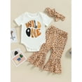 thumbnail image 3 of 3Pcs  First Baby Girl Birthday Outfit 1st Wild One Romper Shirt Leopard Bell Bottoms One Year Old Birthday Outfit Girl, 3 of 8