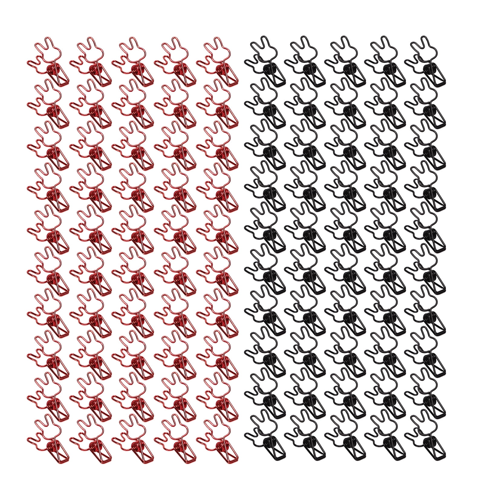 Riousery 100Pcs Bunny Binder Clips Hollow Out Strong Metal Multi Purpose Small Paper Clips for Bags Clothes Documents, Black and Red