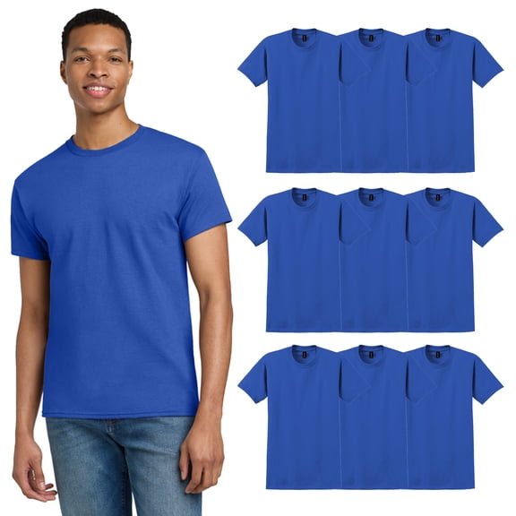 Gildan Men's Ultra Cotton T-Shirt, Short Sleeve Crew Neck Lightweight Bulk Tee, Royal, 9 Pack, S