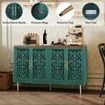 thumbnail image 4 of HLR 47.8" Accent Cabinet with 4 Doors, Vintage Hollow Carving Buffet Cabinet, Sideboards and Buffets with Storage, Credenza for Living Room, Kitchen, Dining Room, Entryway, Hallway, Green, 4 of 7