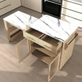 thumbnail image 3 of CBJCBJ Kitchen Island with Storage | Expandable Retractable on Wheels 71.65" L | Space-Saving of Island Cart, Beige, 3 of 13
