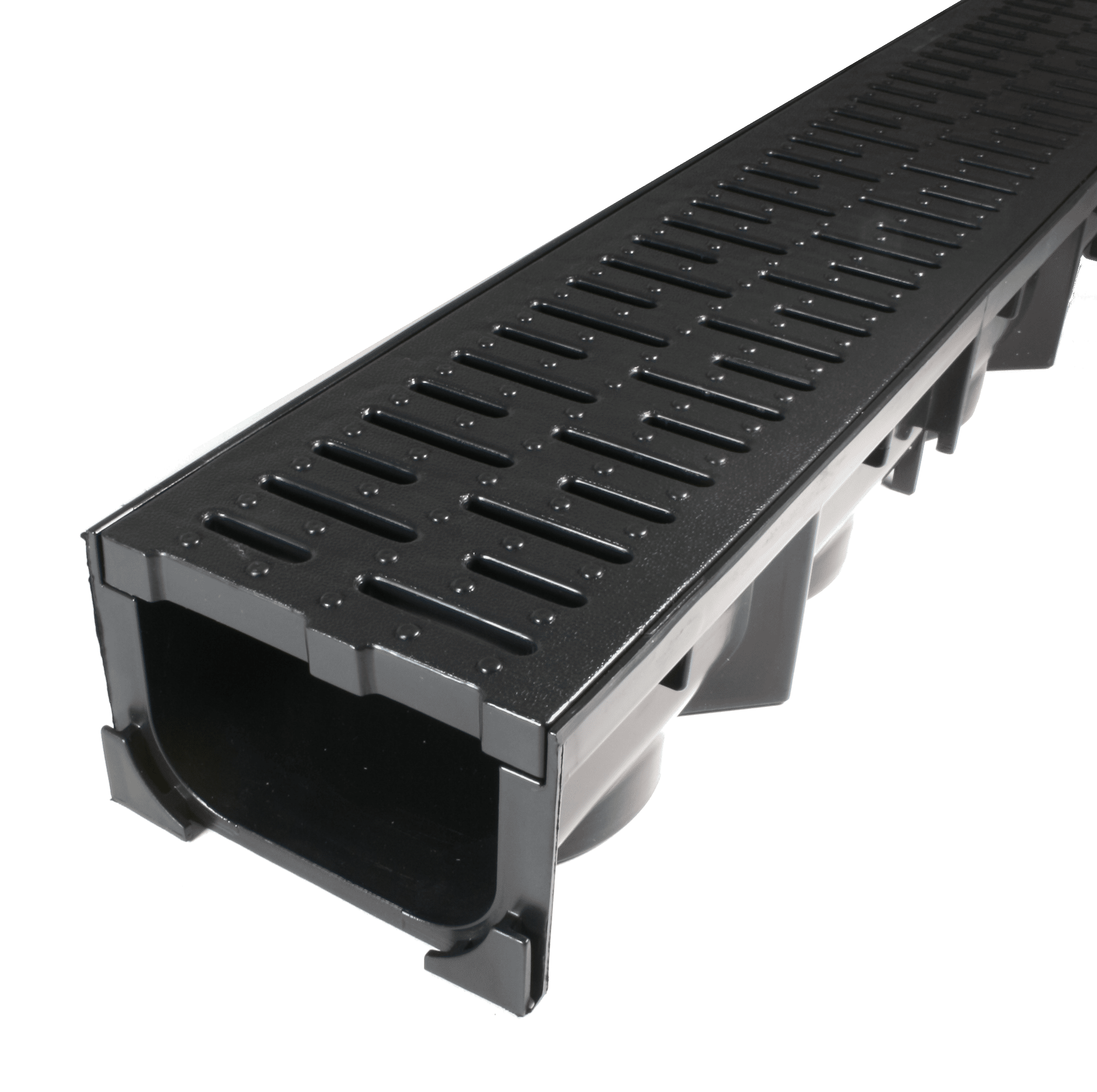 Drainage Trench Channel Drain With Grate Black Plastic 39