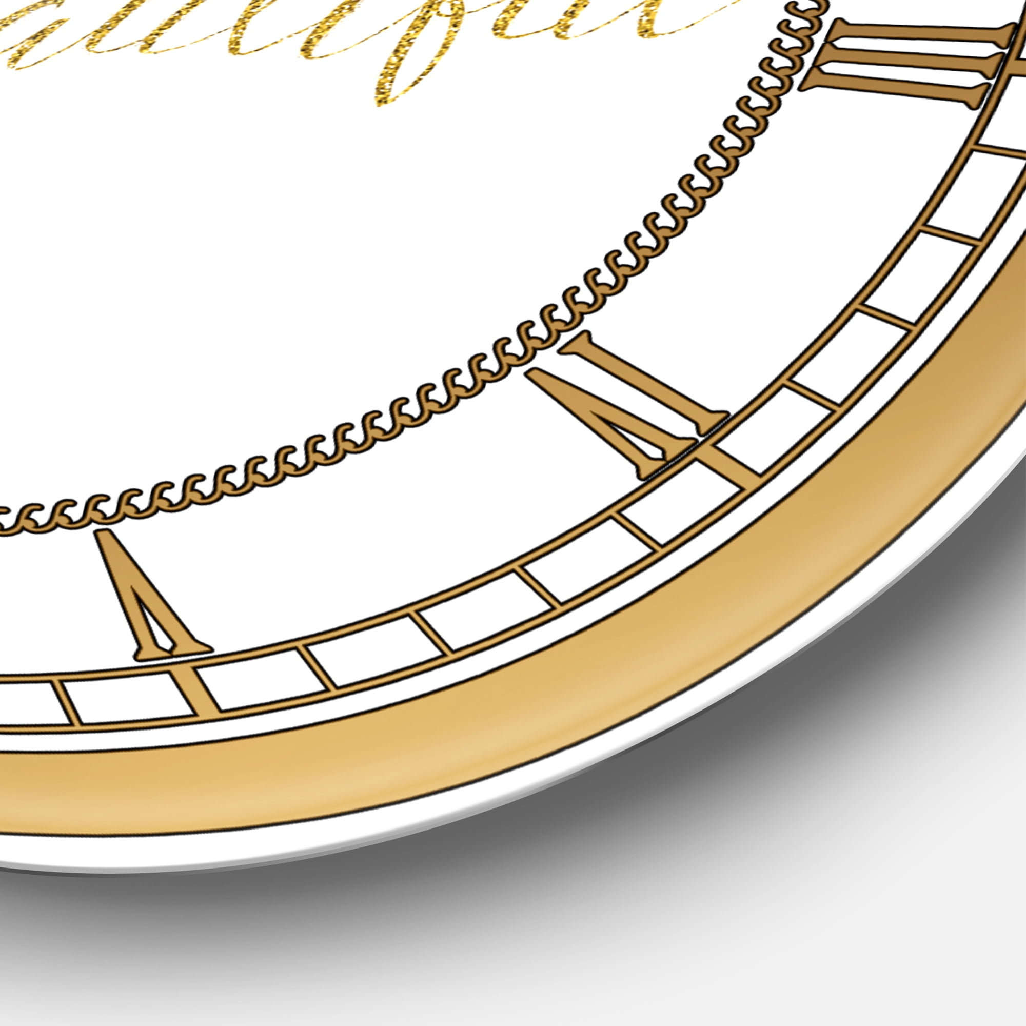 Designart 'fashion Glam Lips on Gold I' Glam wall clock