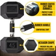 thumbnail image 2 of PRISP Rubber Encased Hex Dumbbell - Cast Iron Hand Weight for Home Gym, Exercise and Fitness with Rubber Grip; Sold Individually, 2 of 8