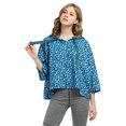 thumbnail image 2 of Women’s Crop Top Hoodie Sweatshirt Oversized Casual 3/4 Sleeve One Size Blue Cheetah, 2 of 7