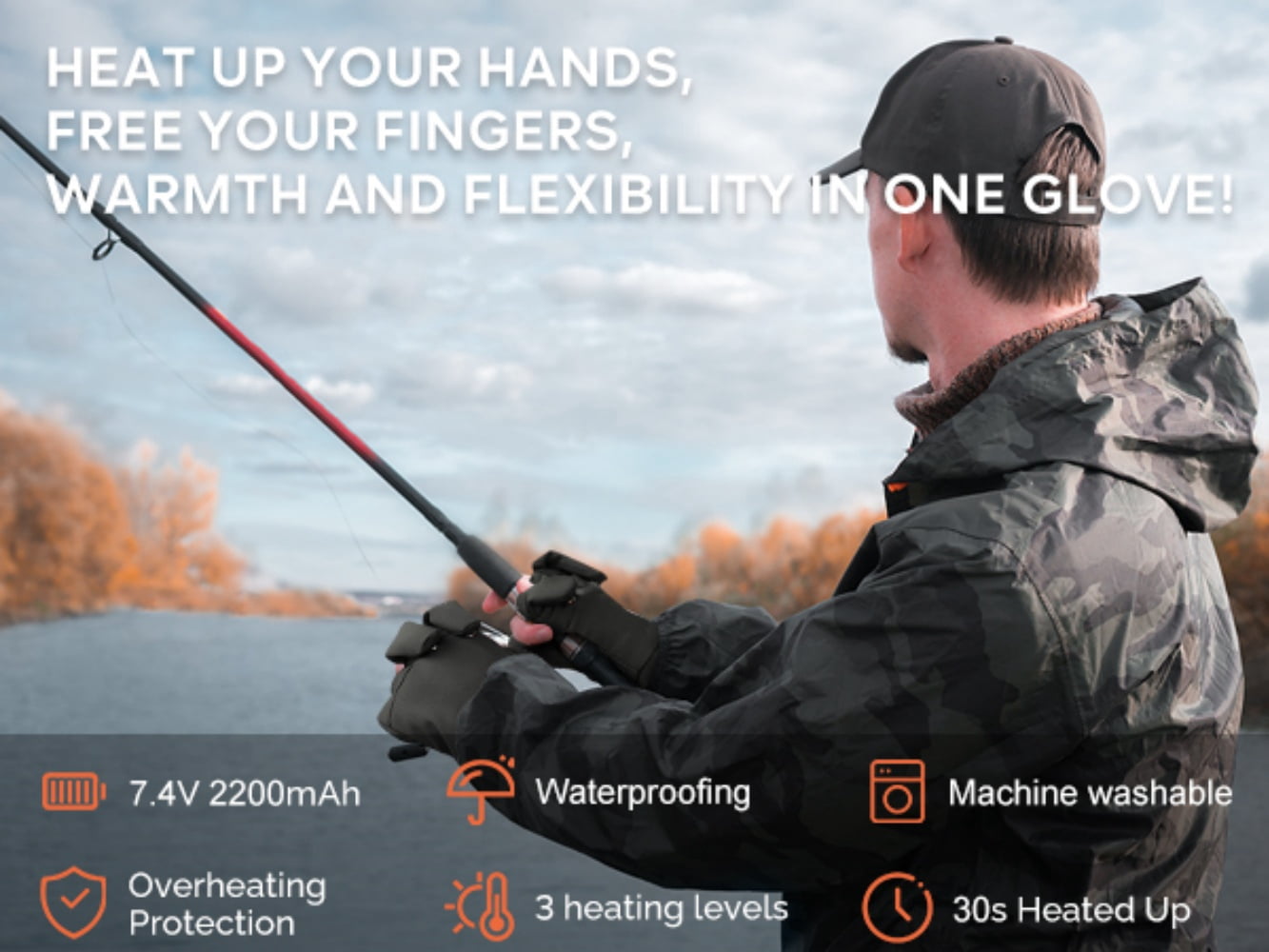 SNOW DEER Heated Fishing Gloves for Women Men Rechargeable Waterproof,Finger Dexterity Electric Heated Gloves for Cold Weather,Winter Hand Warmers Gloves for Hunting Photography Cycling Working