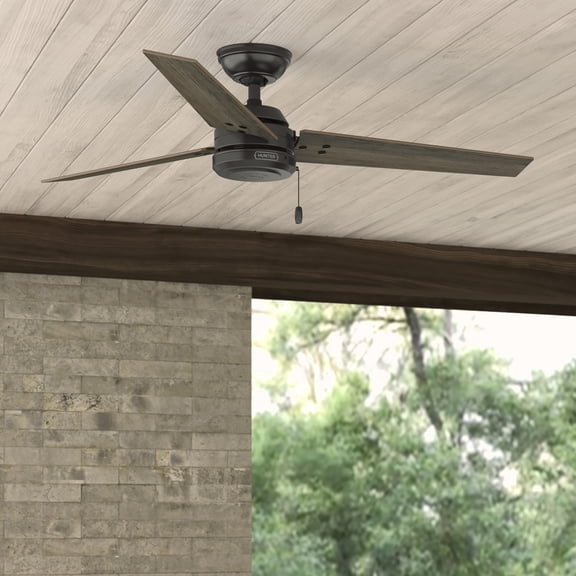 Hunter 52 inch Cassius Noble Bronze Damp Rated Ceiling Fan and Pull Chain