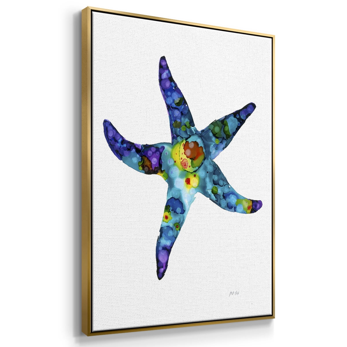 Sea Star Framed Premium Gallery Wrapped Canvas - Ready to Hang - 25 x 37 - Gold Floating Frame