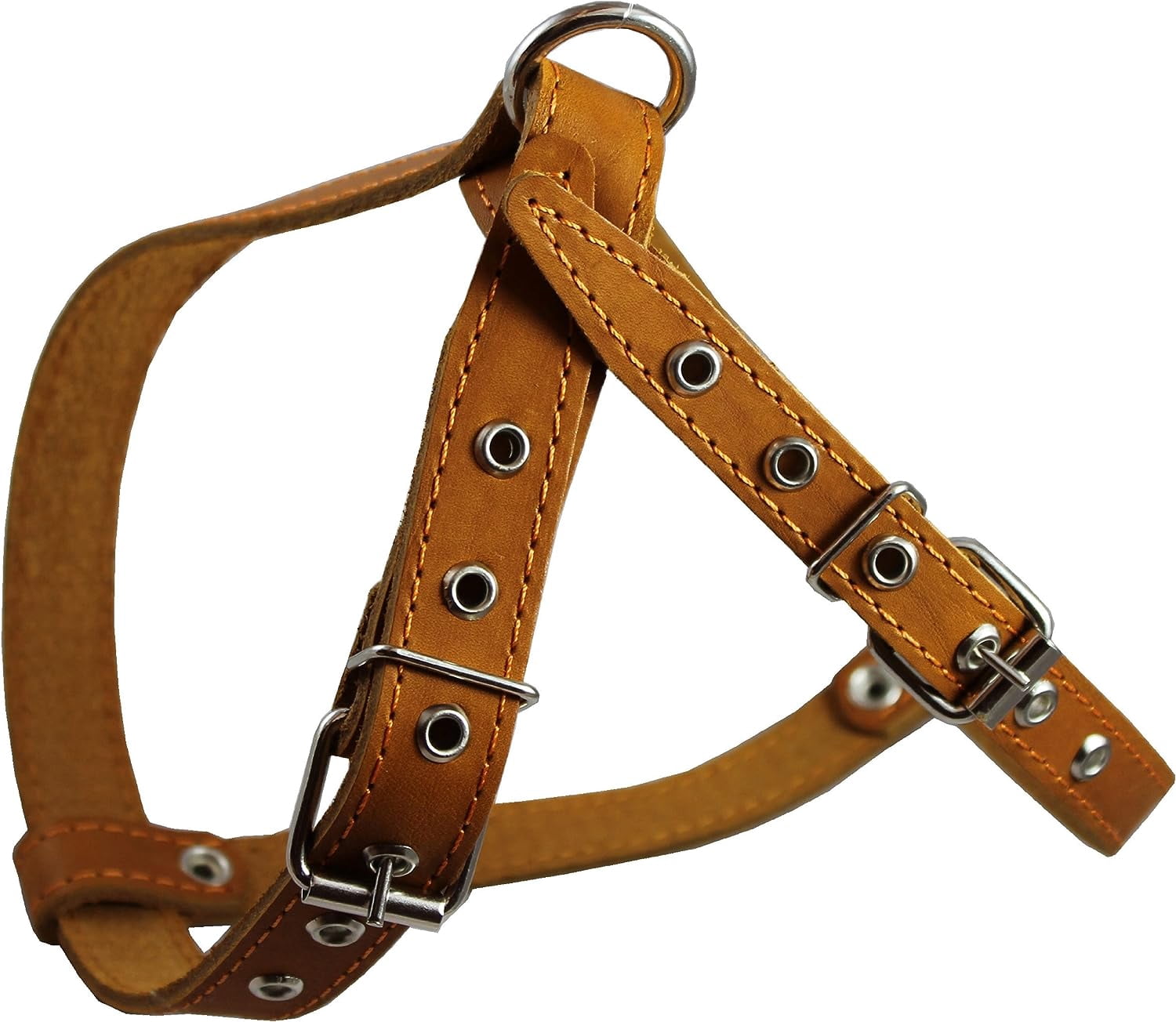 Tan High Quality Real Leather Dog Harness Medium. 21"-25" Chest, 1" Wide Straps