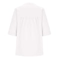 thumbnail image 5 of Womens 3/4 Sleeve Tops Round Neck Shirt Cotton Linen Button down Tunic Tops Loose Casual Breathable Tops for Summer Outdoor Wear by Gbobgt White L, 5 of 6